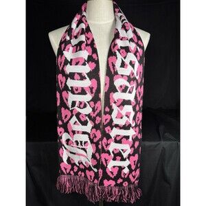 Cyber Y2K Beautiful Disaster Scarf - Pink & Black Leopard Gothic Print mcbling